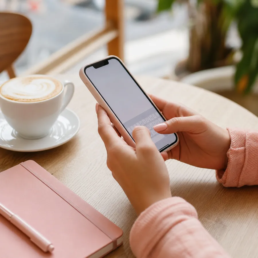 スマホで問い合わせ内容を入力する手元
